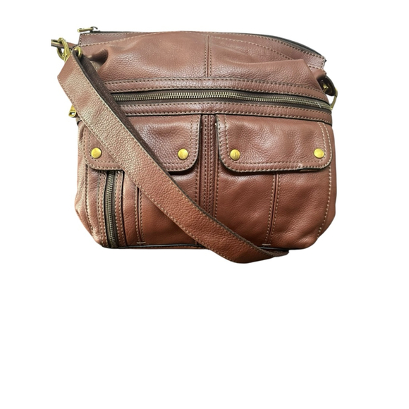 Fossil Morgan Traveler Purse Adjustable Leather Boho Top Zip Vintage - Picture 1 of 5